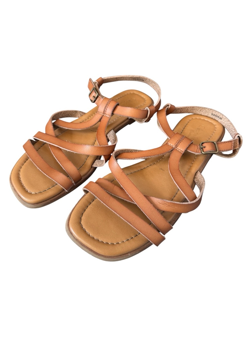 Cupcake Couture Girls’ Tan Strappy Flat Velcro Sandals Size 4